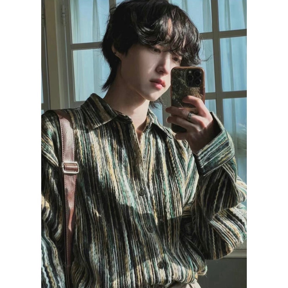 彩色線條混紡襯衫🇰🇷-細節圖2