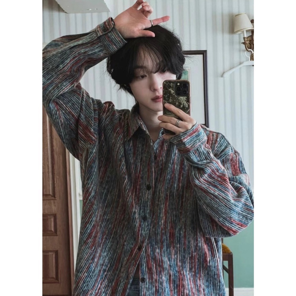彩色線條混紡襯衫🇰🇷-細節圖4