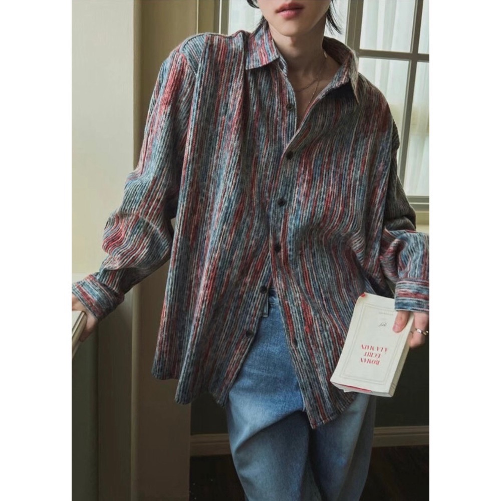 彩色線條混紡襯衫🇰🇷-細節圖5