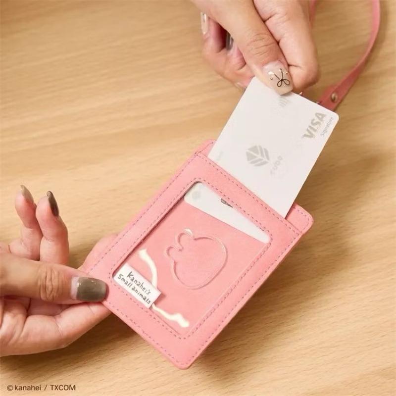 卡娜赫拉的小動物 皮革刺繡票卡夾 珍奶兔兔 捷運卡套伸縮掛繩 悠遊卡套 識別證 工作證套 生日/情人節禮物💝-細節圖5