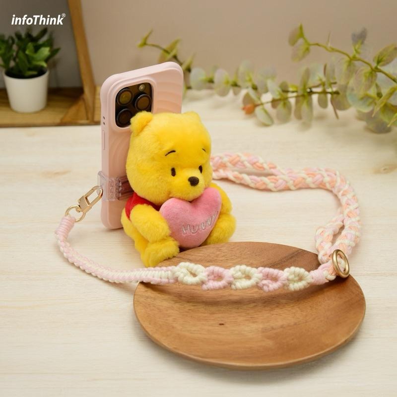 Disney迪士尼 全新正品 infoThink 春季限定 小熊維尼系列 愛心款絨毛公仔手機背夾+手機配件袋 情人節禮物-細節圖2