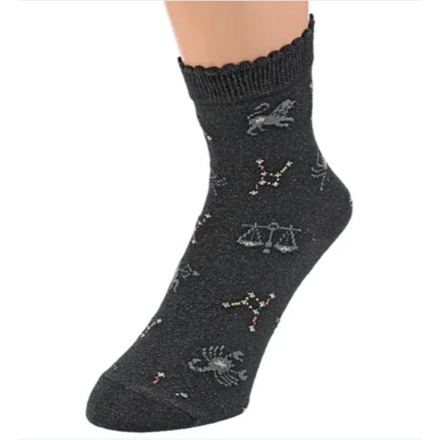 台灣現貨🌷新品到貨 <日本空運直送>日本製 12星座 占星師必備 星座 女襪 襪子 長襪 閃亮亮 捲邊 中筒襪 奈良組合-細節圖3