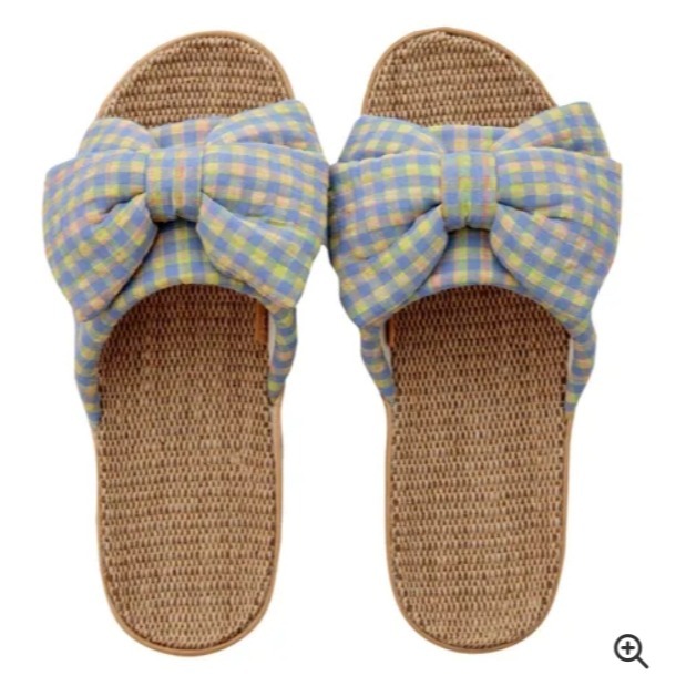 預購 2026 新品 日本正品 CDF BISQUE 蝴蝶結格紋拖鞋 輕量防滑 拖鞋 兩用 少女風 EVA 室內拖 編織-細節圖3