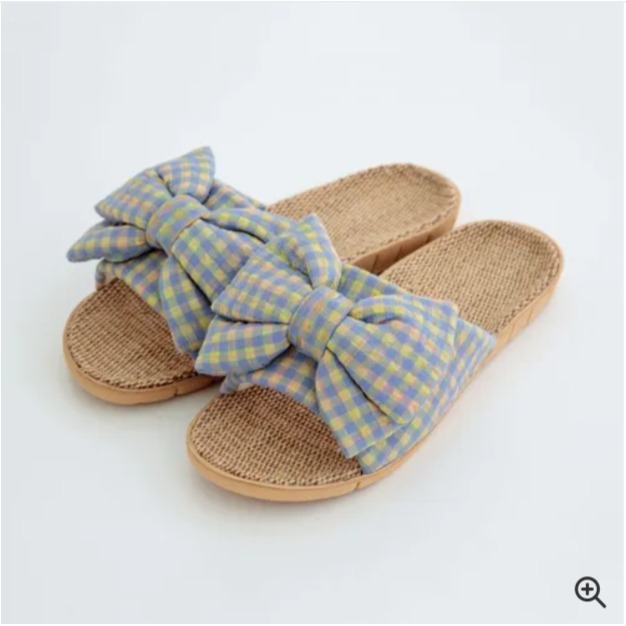 預購 2026 新品 日本正品 CDF BISQUE 蝴蝶結格紋拖鞋 輕量防滑 拖鞋 兩用 少女風 EVA 室內拖 編織-細節圖4