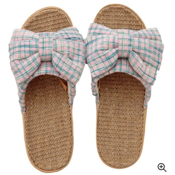 預購 2026 新品 日本正品 CDF BISQUE 蝴蝶結格紋拖鞋 輕量防滑 拖鞋 兩用 少女風 EVA 室內拖 編織-細節圖7