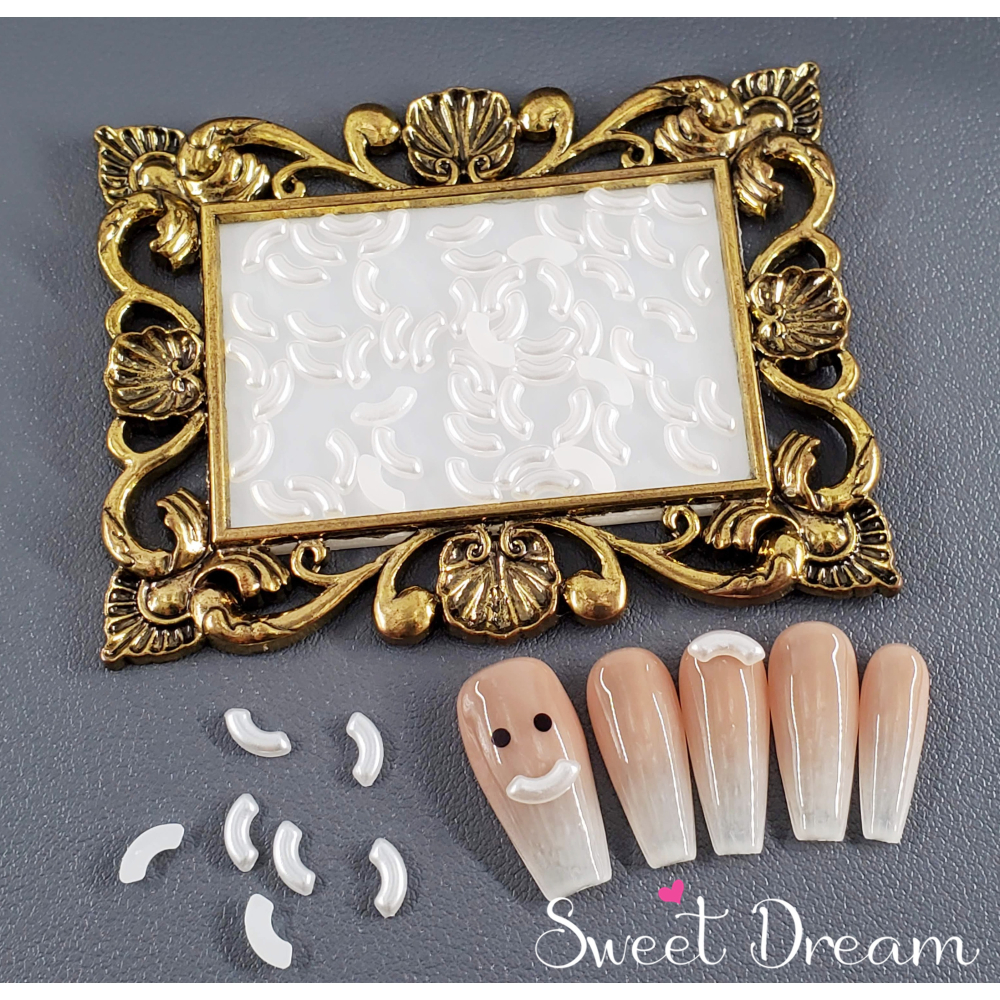 【美甲珍珠】平底造型珍珠飾品。美甲飾品。橢圓珍珠美甲。愛心珍珠美甲。造型珍珠。平底珍珠飾品。指甲珍珠。珍珠飾品造型。-細節圖3