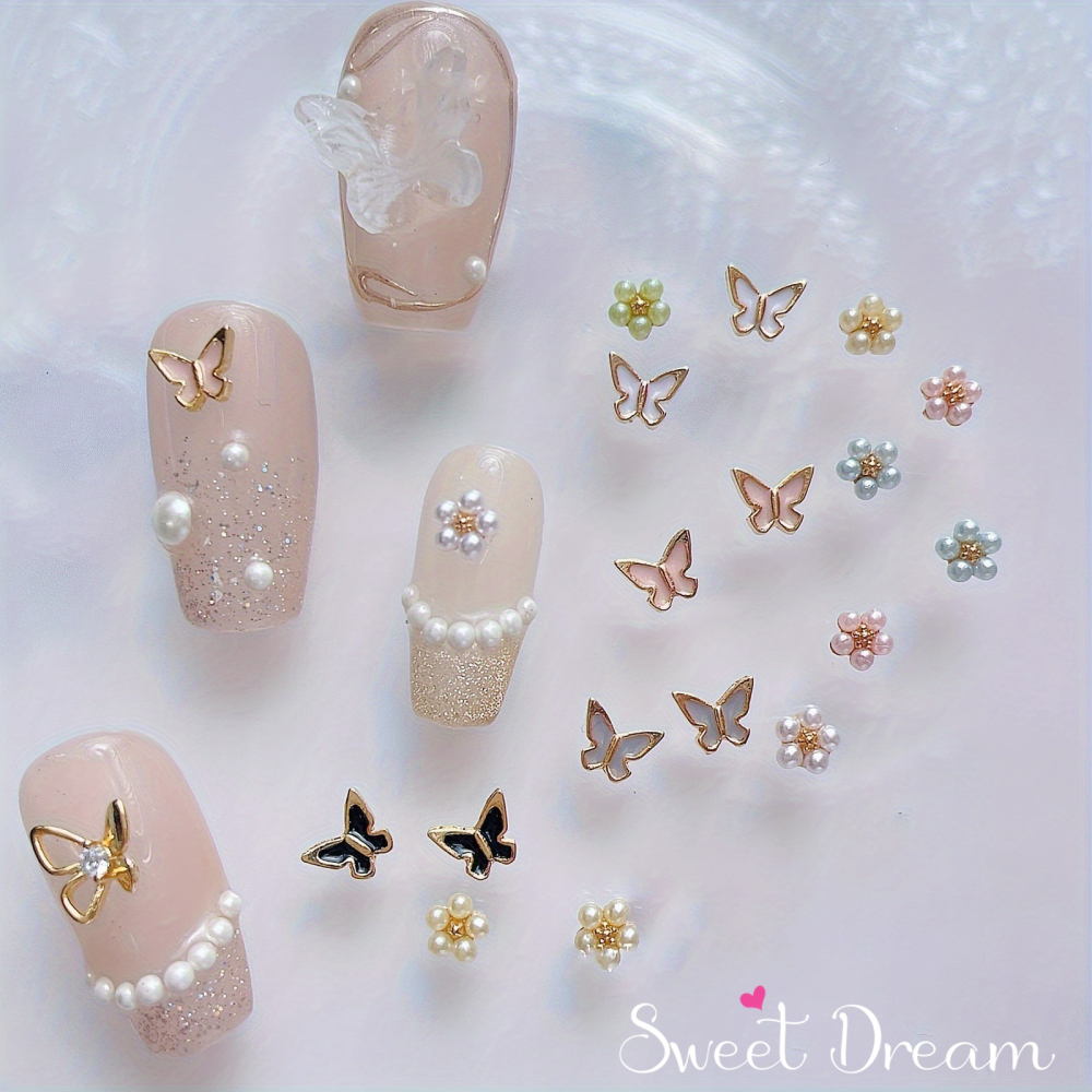 【美甲飾品】迷你金底高亮珍珠小花。美甲珍珠。立體小花。珍珠五瓣花。金底珍珠花。美甲小花。美甲鑽飾。珍珠飾品。指甲珍珠。-細節圖4