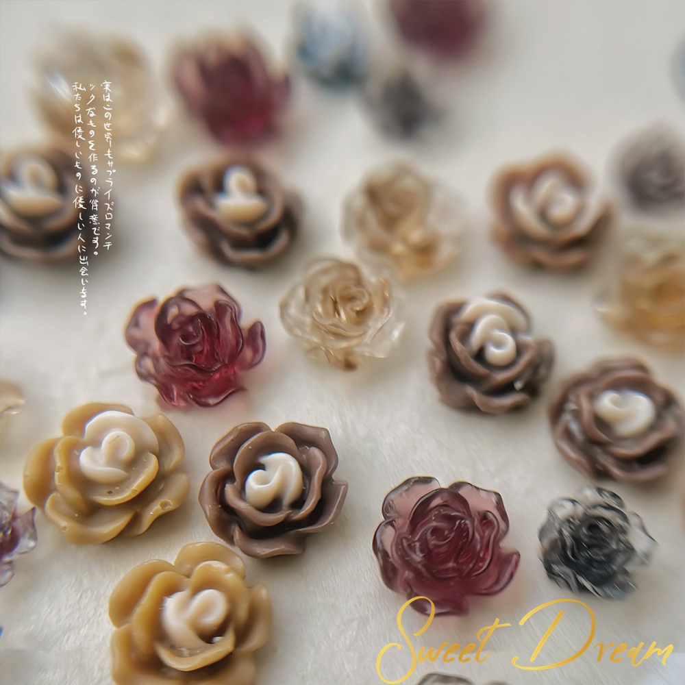 【美甲飾品】混裝50入立體美甲玫瑰花。美甲樹脂花。指甲玫瑰花。美甲山茶花。美拉德玫瑰。美拉德美甲。珠光玫瑰花。指甲飾品。-細節圖3