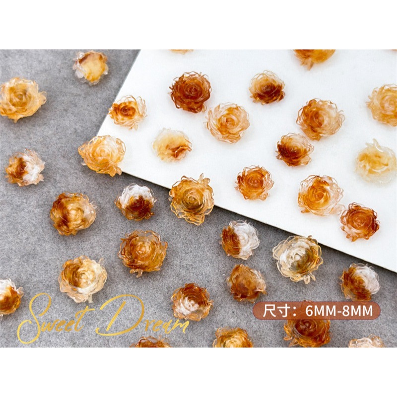 【美甲飾品】混裝50入立體美甲玫瑰花。美甲樹脂花。指甲玫瑰花。美甲山茶花。美拉德玫瑰。美拉德美甲。珠光玫瑰花。指甲飾品。-規格圖10