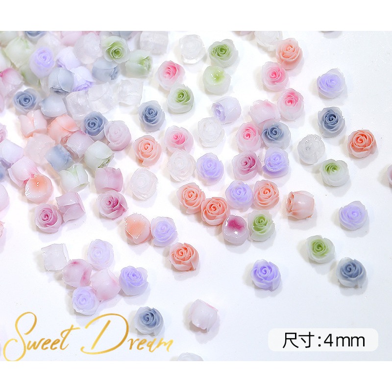 【美甲飾品】混裝50入立體美甲玫瑰花。美甲樹脂花。指甲玫瑰花。美甲山茶花。美拉德玫瑰。美拉德美甲。珠光玫瑰花。指甲飾品。-規格圖10