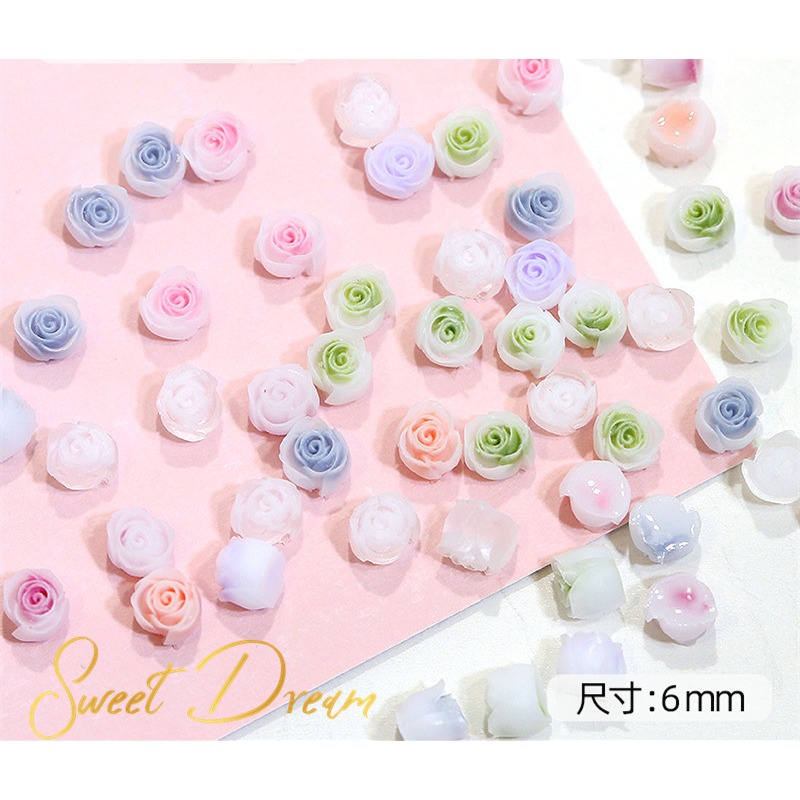 【美甲飾品】混裝50入立體美甲玫瑰花。美甲樹脂花。指甲玫瑰花。美甲山茶花。美拉德玫瑰。美拉德美甲。珠光玫瑰花。指甲飾品。-規格圖10