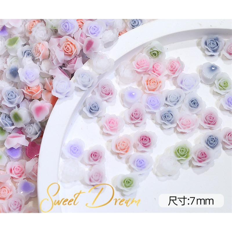 【美甲飾品】混裝50入立體美甲玫瑰花。美甲樹脂花。指甲玫瑰花。美甲山茶花。美拉德玫瑰。美拉德美甲。珠光玫瑰花。指甲飾品。-規格圖10