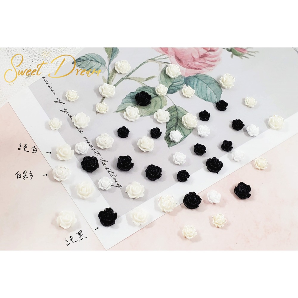 【美甲飾品】混裝50入立體美甲玫瑰花。美甲樹脂花。指甲玫瑰花。美甲山茶花。美拉德玫瑰。美拉德美甲。珠光玫瑰花。指甲飾品。-規格圖10