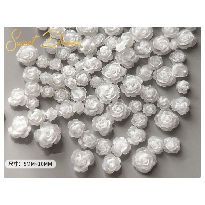 【美甲飾品】混裝50入立體美甲玫瑰花。美甲樹脂花。指甲玫瑰花。美甲山茶花。美拉德玫瑰。美拉德美甲。珠光玫瑰花。指甲飾品。-規格圖10
