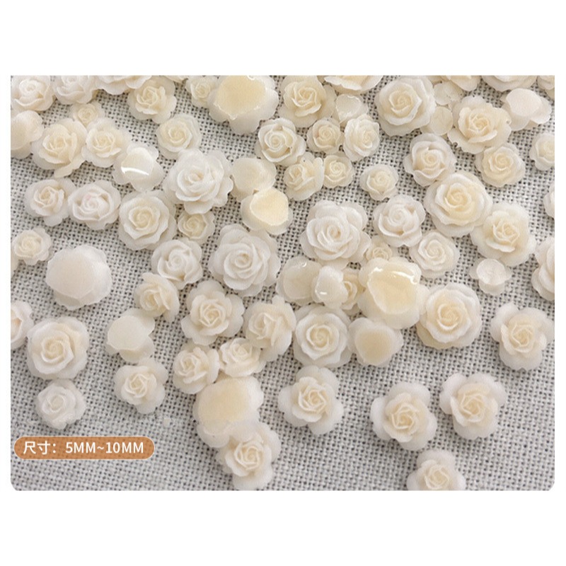 【美甲飾品】混裝50入立體美甲玫瑰花。美甲樹脂花。指甲玫瑰花。美甲山茶花。美拉德玫瑰。美拉德美甲。珠光玫瑰花。指甲飾品。-規格圖10