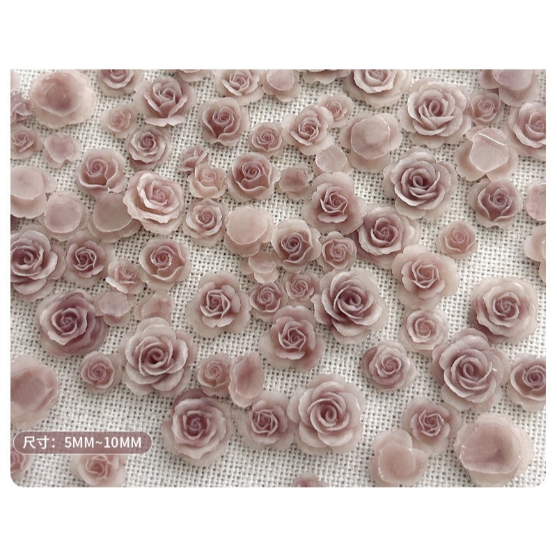 【美甲飾品】混裝50入立體美甲玫瑰花。美甲樹脂花。指甲玫瑰花。美甲山茶花。美拉德玫瑰。美拉德美甲。珠光玫瑰花。指甲飾品。-規格圖10