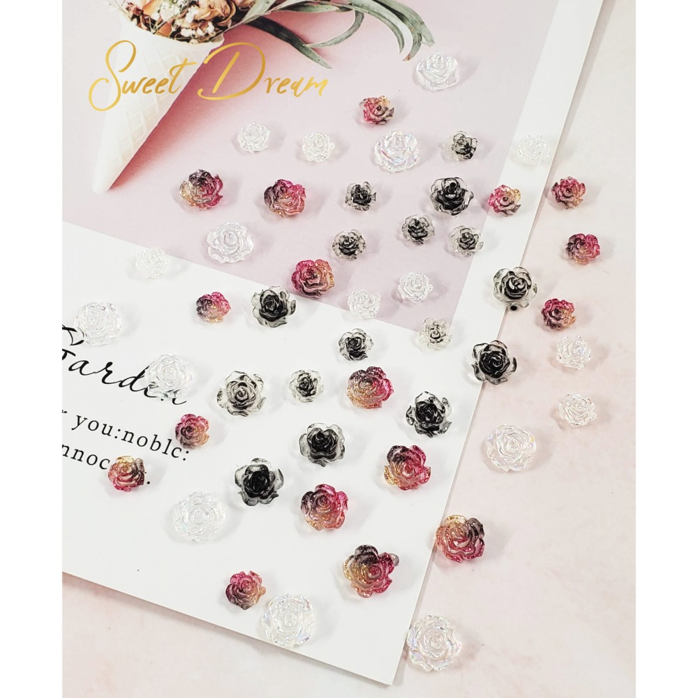 【美甲飾品】混裝50入立體美甲玫瑰花。美甲樹脂花。指甲玫瑰花。美甲山茶花。美拉德玫瑰。美拉德美甲。珠光玫瑰花。指甲飾品。-規格圖10