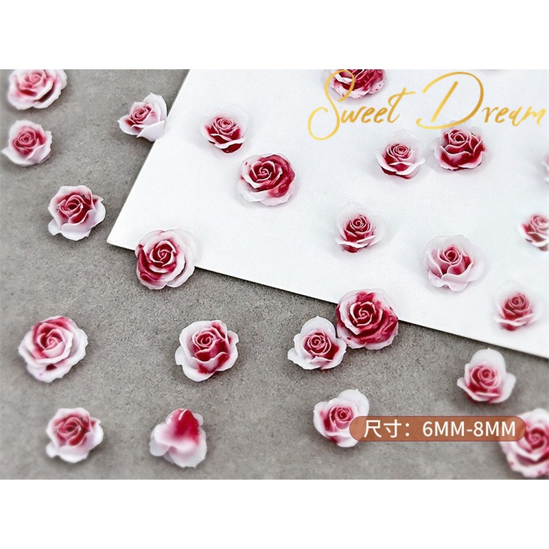 【美甲飾品】混裝50入立體美甲玫瑰花。美甲樹脂花。指甲玫瑰花。美甲山茶花。美拉德玫瑰。美拉德美甲。珠光玫瑰花。指甲飾品。-規格圖10