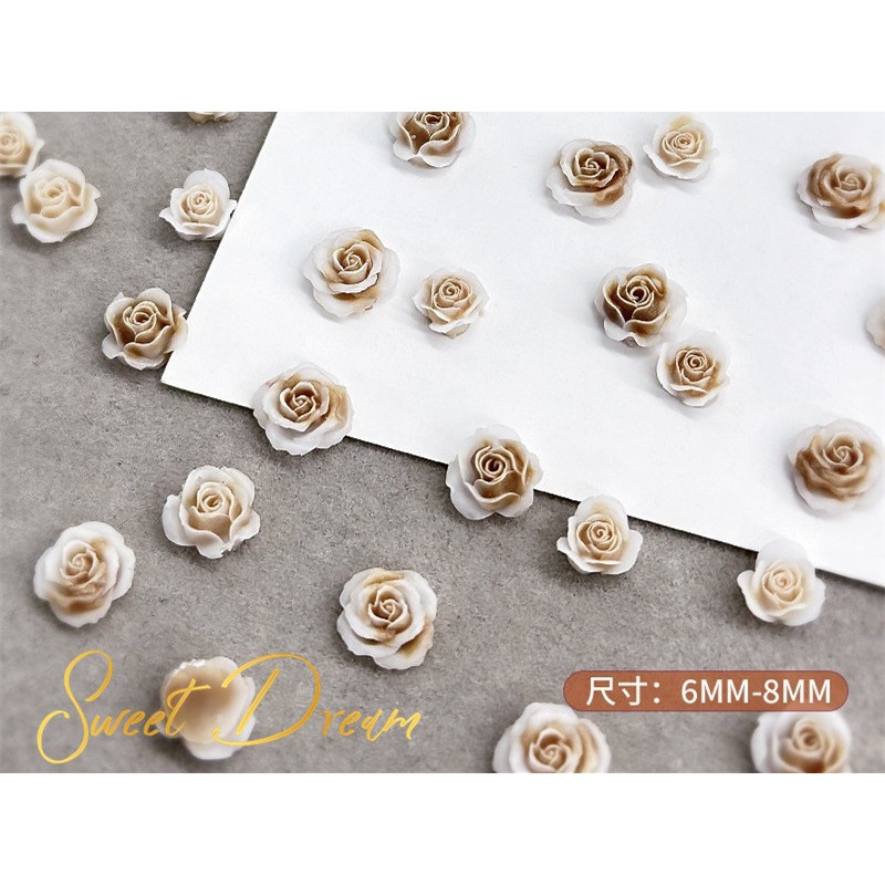 【美甲飾品】混裝50入立體美甲玫瑰花。美甲樹脂花。指甲玫瑰花。美甲山茶花。美拉德玫瑰。美拉德美甲。珠光玫瑰花。指甲飾品。-規格圖10