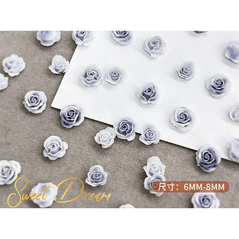 【美甲飾品】混裝50入立體美甲玫瑰花。美甲樹脂花。指甲玫瑰花。美甲山茶花。美拉德玫瑰。美拉德美甲。珠光玫瑰花。指甲飾品。-規格圖10