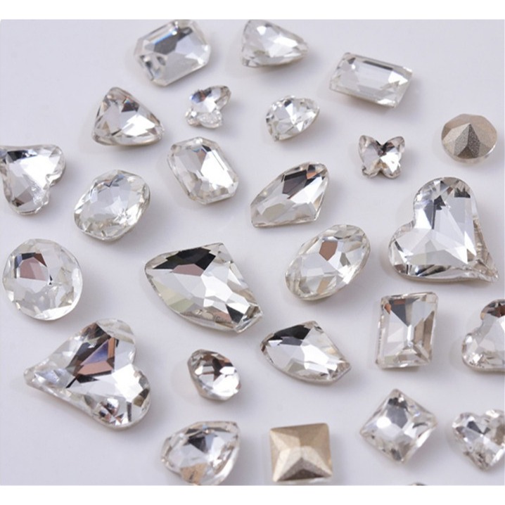 【美甲白鑽】尖底異形鑽。白尖底鑽。美甲尖底白鑽。透明白大鑽。美甲立體大鑽。愛心鑽。美甲堆鑽。堆鑽材料。指甲鑽飾-細節圖2