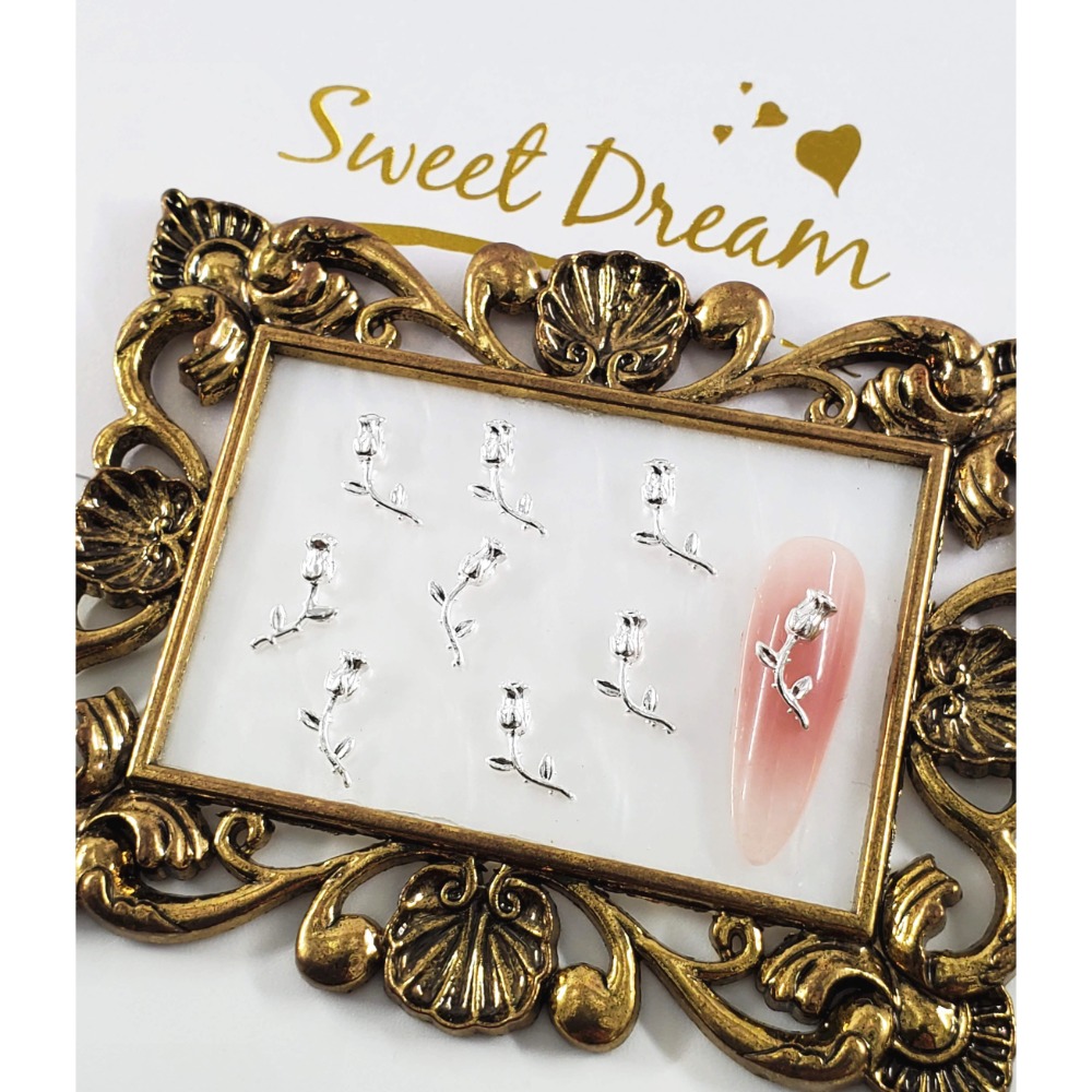 【美甲飾品】淺金玫瑰合金飾品。造型玫瑰鑽。玫瑰指甲飾品。花朵美甲飾品。玫瑰立鑽。玫瑰金屬飾品。指甲玫瑰-規格圖7