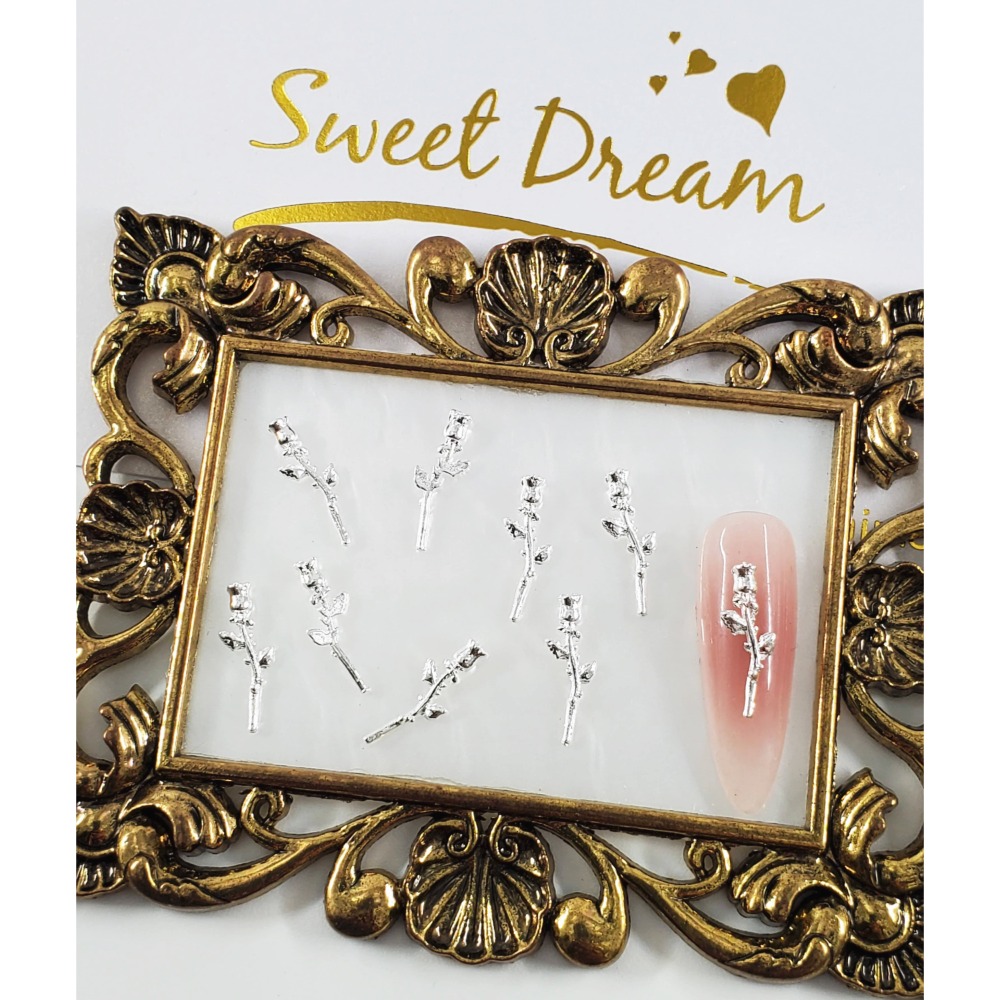 【美甲飾品】淺金玫瑰合金飾品。造型玫瑰鑽。玫瑰指甲飾品。花朵美甲飾品。玫瑰立鑽。玫瑰金屬飾品。指甲玫瑰-規格圖7