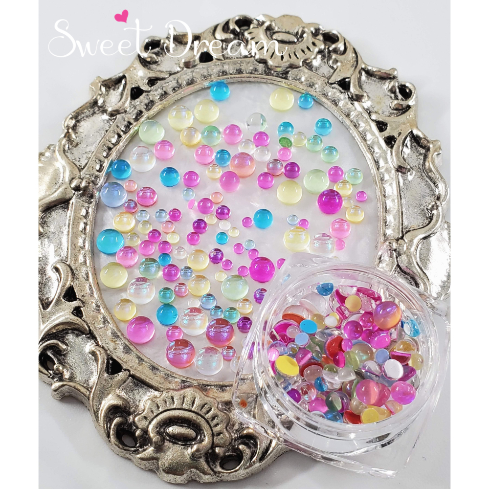 美甲人魚泡泡珠 平底半圓珠 人魚珠 泡泡珠 美甲人魚半圓泡泡珠 半圓珠珠 美甲平底珠珠 彩虹泡泡珠 美甲彩虹 美甲水鑽-細節圖2