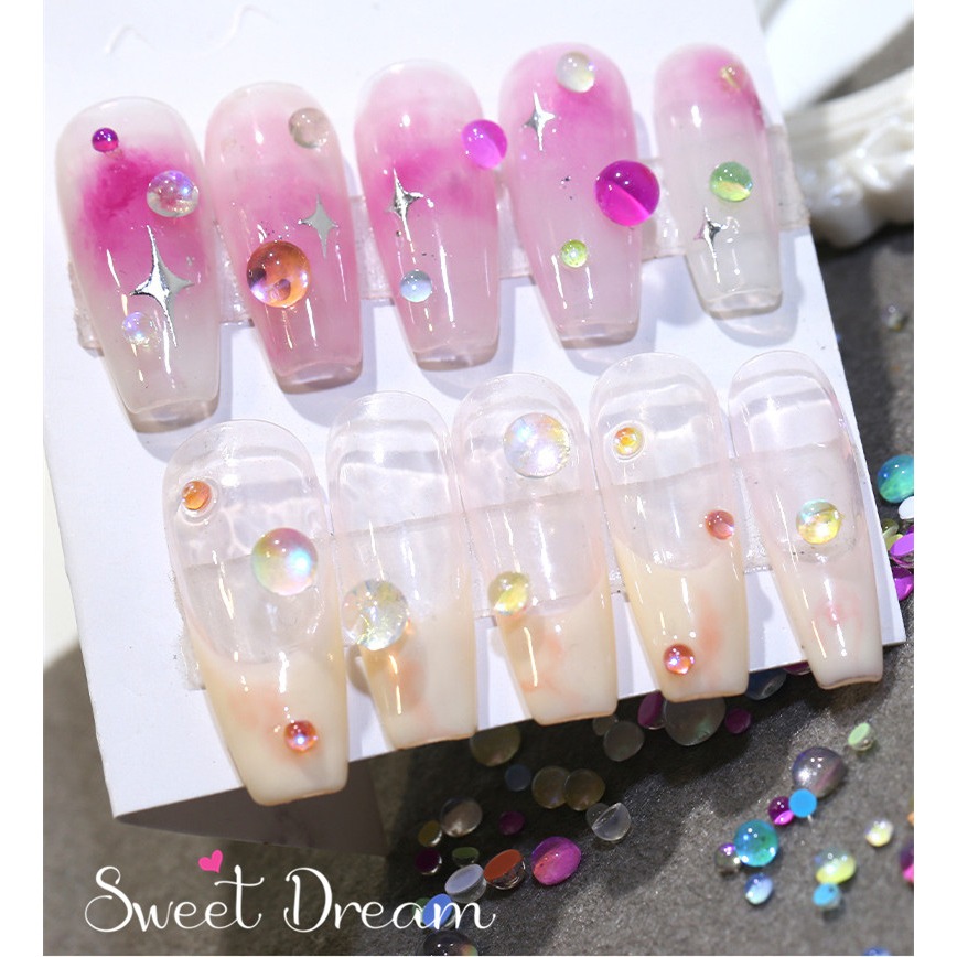 美甲人魚泡泡珠 平底半圓珠 人魚珠 泡泡珠 美甲人魚半圓泡泡珠 半圓珠珠 美甲平底珠珠 彩虹泡泡珠 美甲彩虹 美甲水鑽-細節圖6