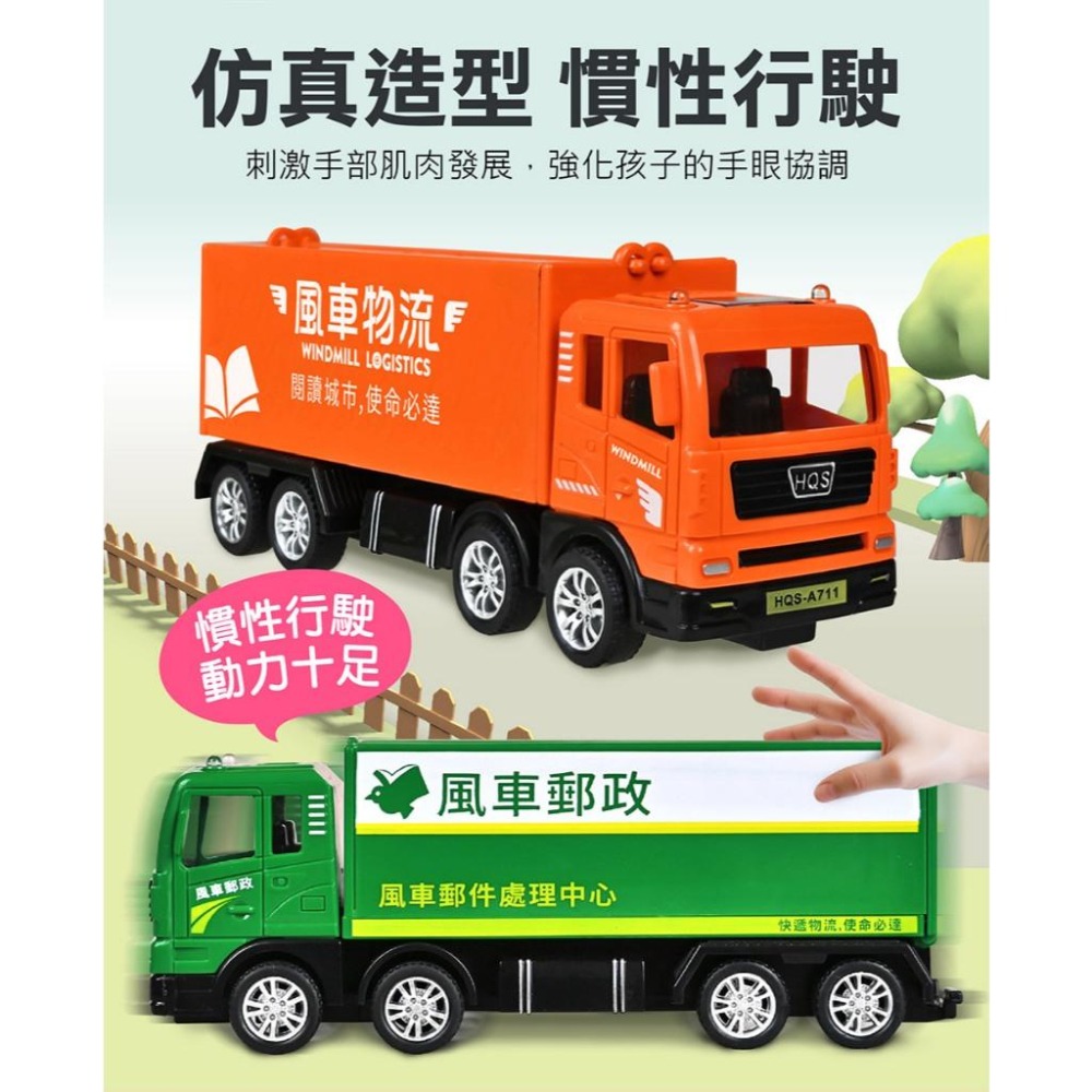 【風車圖書】城市服務慣性車-灑水車/資源回收車/郵局車/挖土機/工程車/快遞車/雲梯車/消防車 慣性車-細節圖3