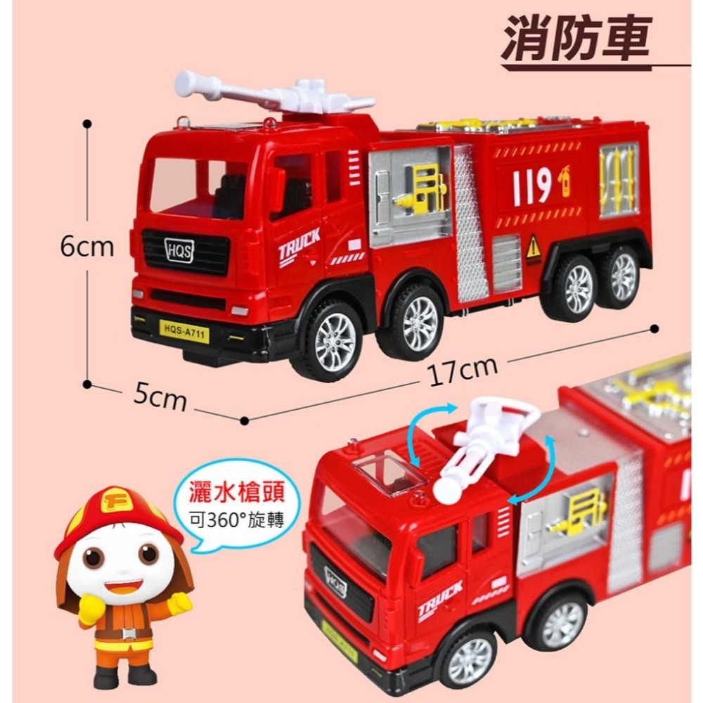 【風車圖書】城市服務慣性車-灑水車/資源回收車/郵局車/挖土機/工程車/快遞車/雲梯車/消防車 慣性車-細節圖8