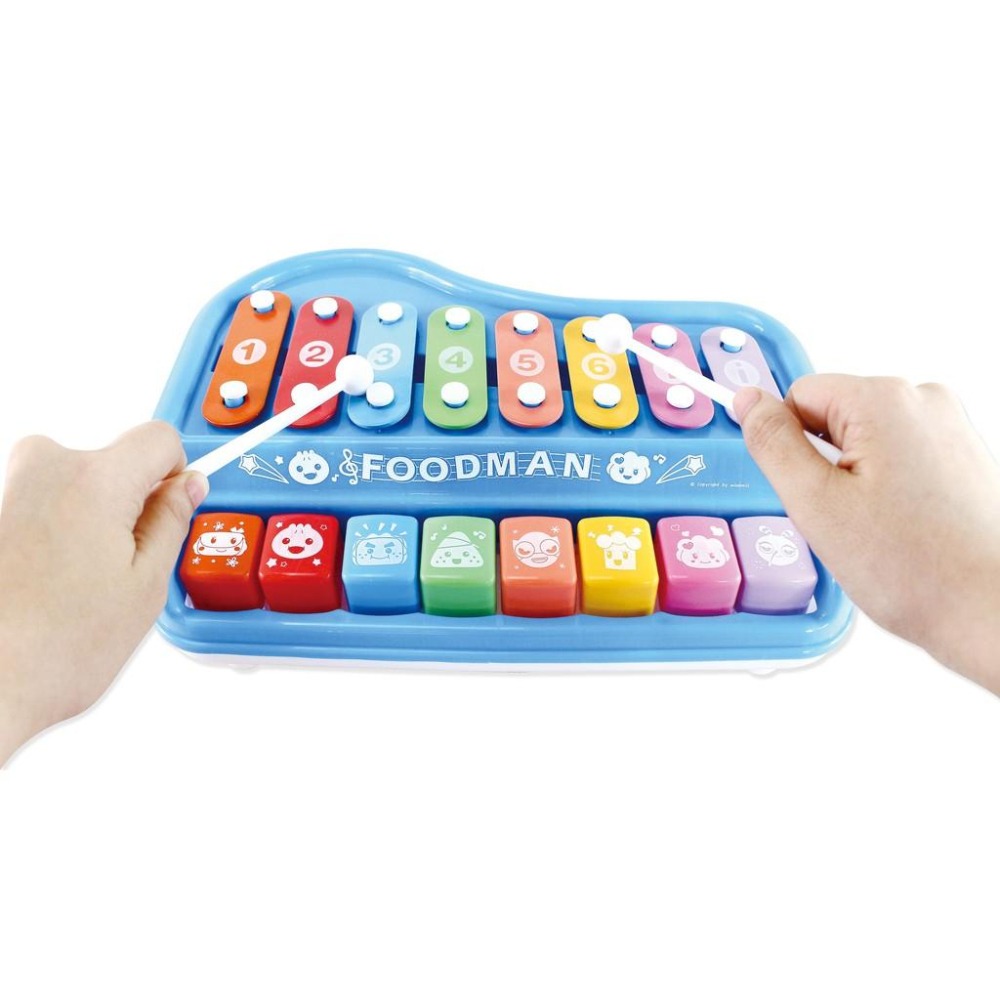 【風車圖書】多功能趣味鋼琴-FOOD超人(附樂譜本和敲打棒) 音樂 親子互動 木琴-細節圖3