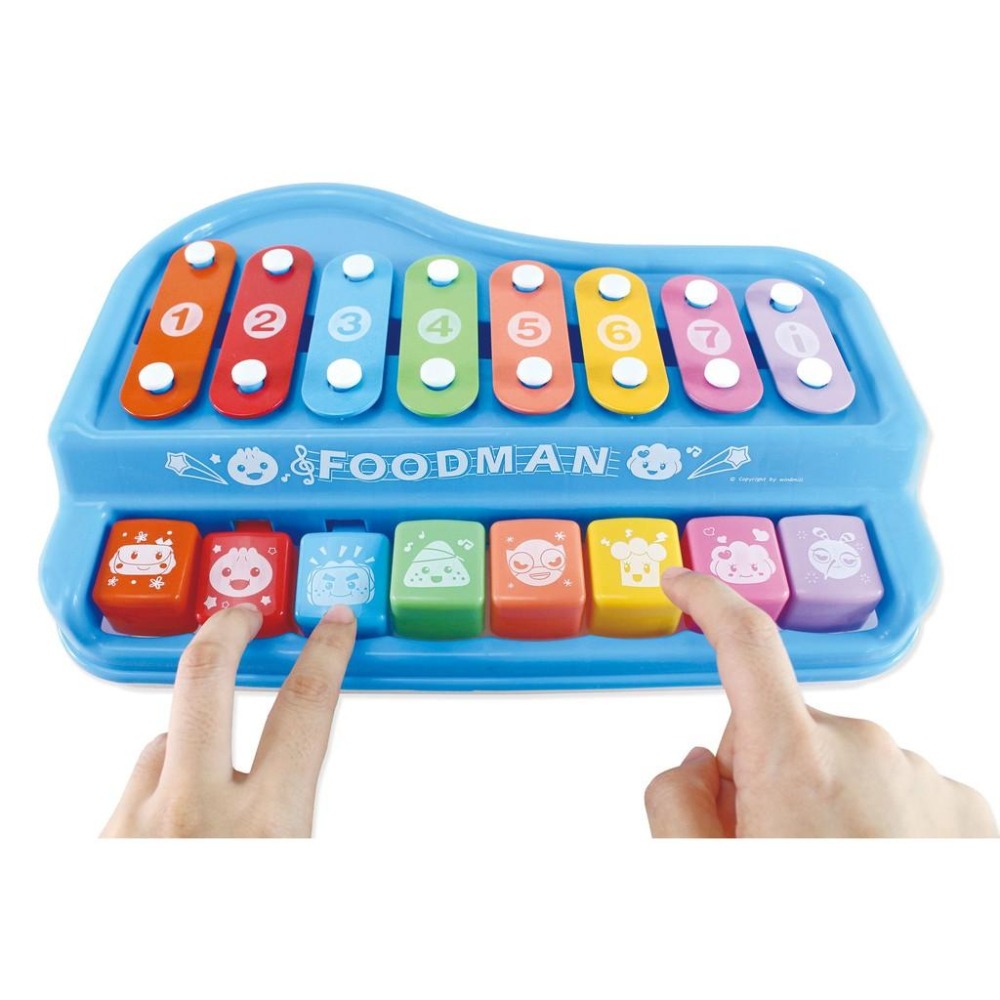 【風車圖書】多功能趣味鋼琴-FOOD超人(附樂譜本和敲打棒) 音樂 親子互動 木琴-細節圖4