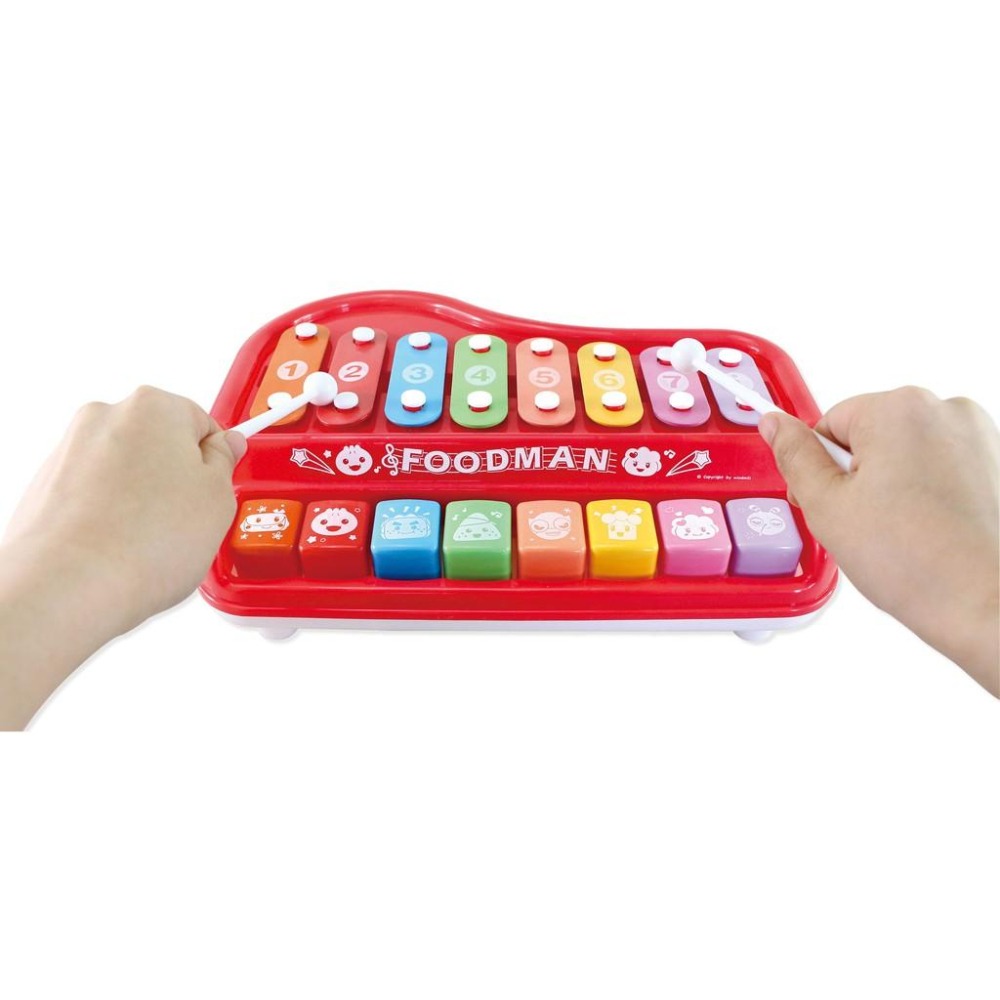 【風車圖書】多功能趣味鋼琴-FOOD超人(附樂譜本和敲打棒) 音樂 親子互動 木琴-細節圖5