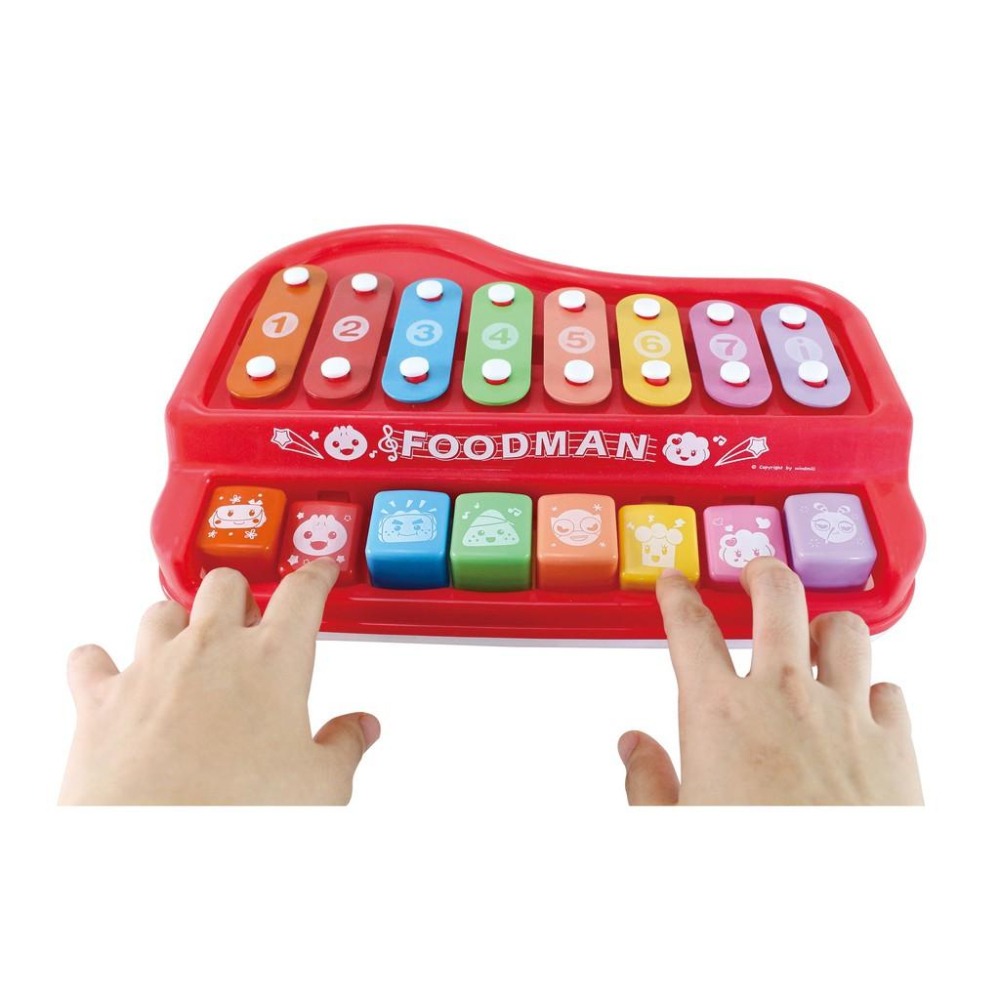 【風車圖書】多功能趣味鋼琴-FOOD超人(附樂譜本和敲打棒) 音樂 親子互動 木琴-細節圖6
