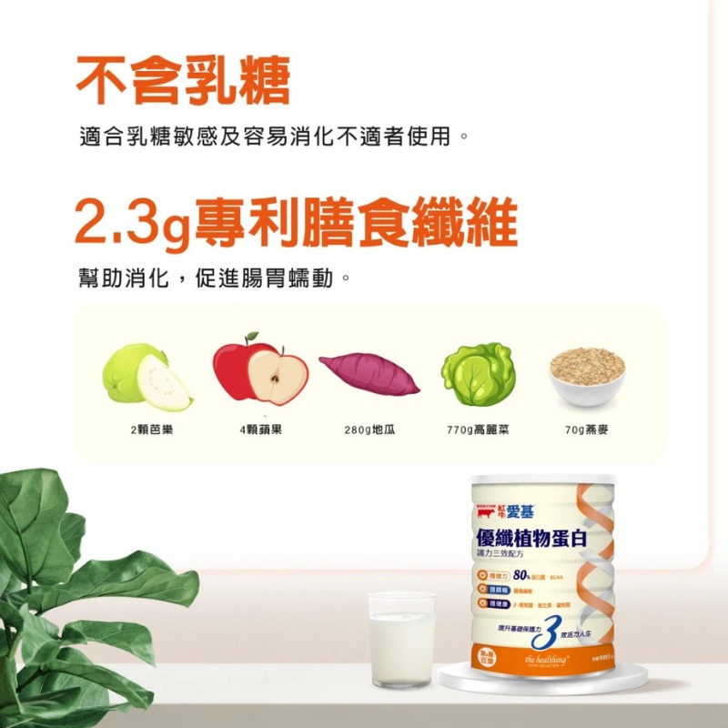 紅牛愛基優纖植物蛋白 護力三效配方 無糖豆漿 3包/盒 35g/包-細節圖5