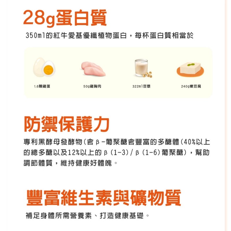 紅牛愛基優纖植物蛋白 護力三效配方 無糖豆漿 3包/盒 35g/包-細節圖6