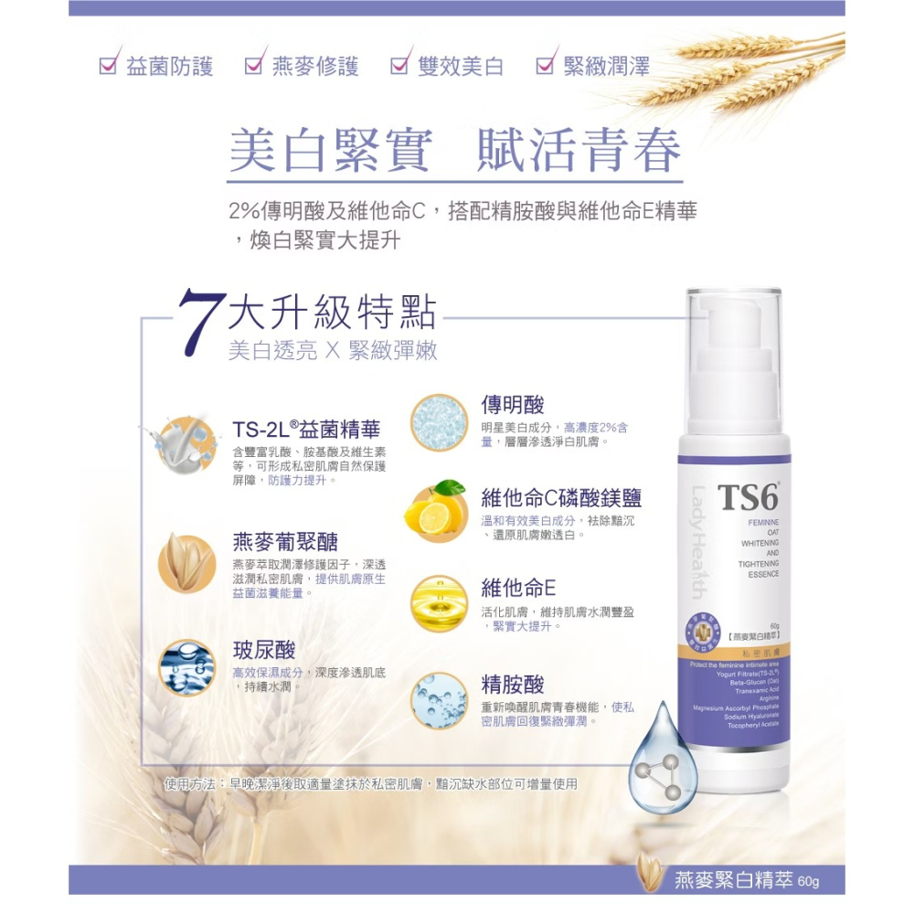 【TS6】 護一生 燕麥 慕斯 180g /浸浴露 280g /防護露 80g /全效舒緩乳 50g /緊白精萃 60g-細節圖2