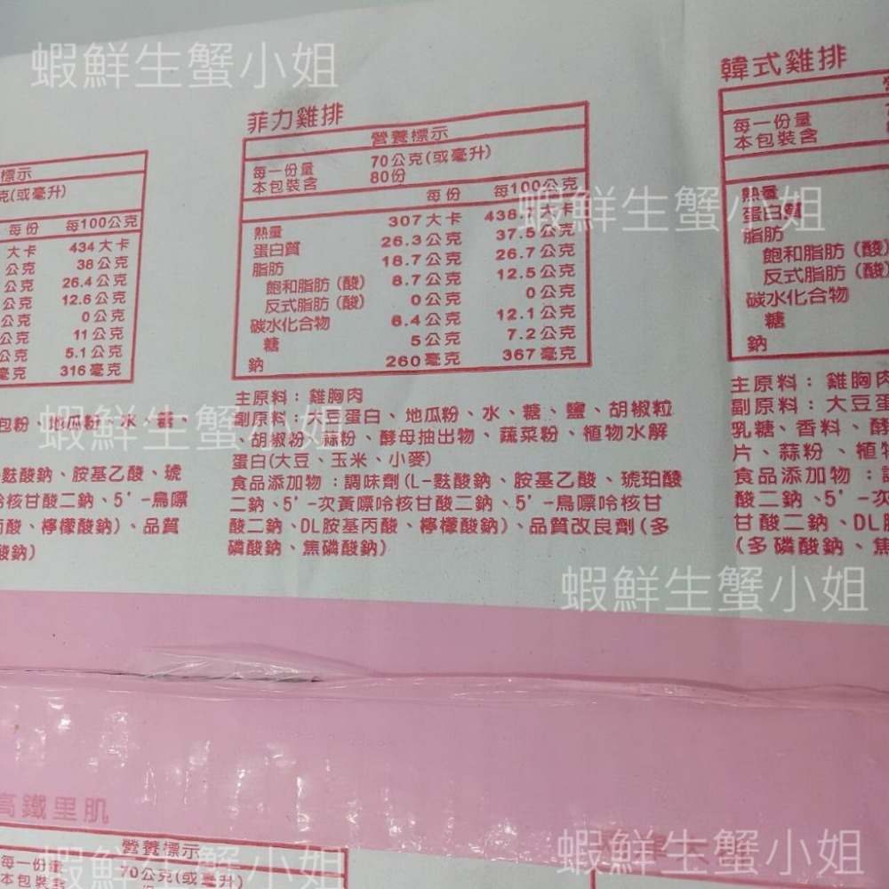 【蝦鮮生蟹小姐】菲力雞排  60片/箱(6公斤) *已裹粉真方便！ **每箱1380元**-細節圖4