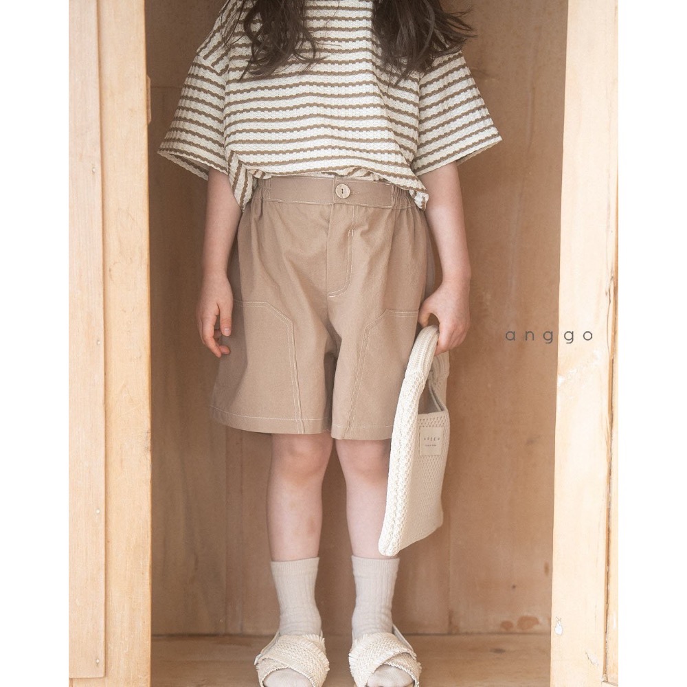韓版童裝 夏巴塔褲子 韓國童裝anggo 夏日棉麻後鬆緊短褲-細節圖9