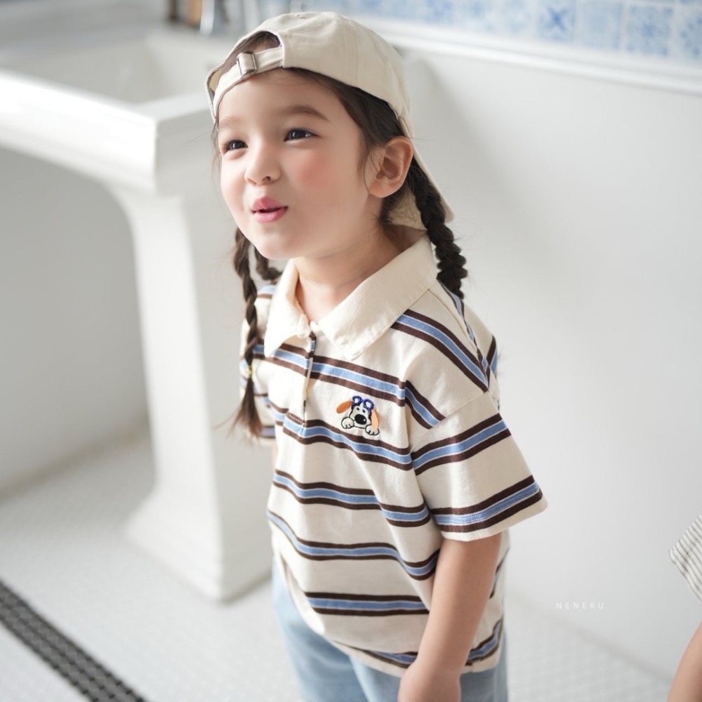 超可愛😍長耳狗狗🐶條紋polo衫-細節圖3