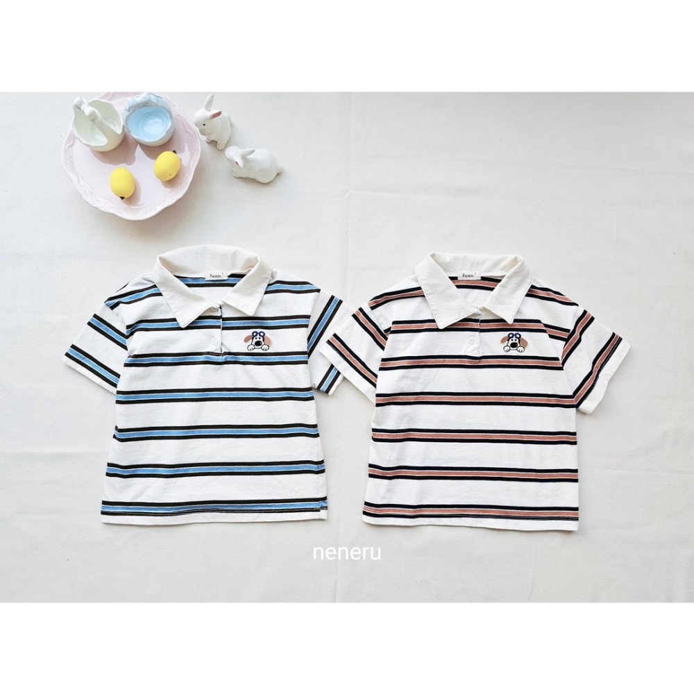 超可愛😍長耳狗狗🐶條紋polo衫-細節圖6