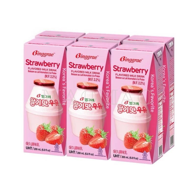 【𝙈𝙖𝙤】🇰🇷𝐁𝐢𝐧𝐠𝐠𝐫𝐚𝐞 韓國香蕉牛奶 草莓牛奶 6入 香蕉草莓風味牛奶 保久調味乳 保久乳 調味乳 草莓牛乳-細節圖3