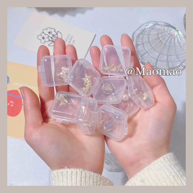 【𝙈𝙖𝙤】透明收納盒 耳環戒指收納 收納盒 飾品小物 透明小方盒 小方盒 透明方盒 小物收納 透明塑膠盒 耳環盒 戒指盒-細節圖2