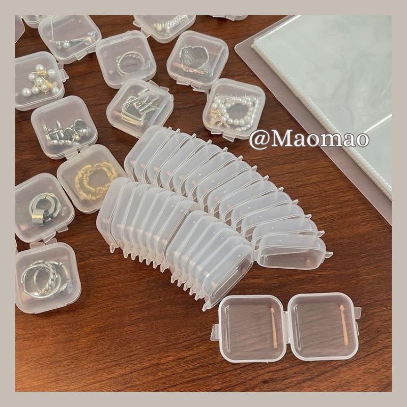 【𝙈𝙖𝙤】透明收納盒 耳環戒指收納 收納盒 飾品小物 透明小方盒 小方盒 透明方盒 小物收納 透明塑膠盒 耳環盒 戒指盒-細節圖3