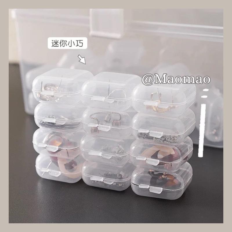 【𝙈𝙖𝙤】透明收納盒 耳環戒指收納 收納盒 飾品小物 透明小方盒 小方盒 透明方盒 小物收納 透明塑膠盒 耳環盒 戒指盒-細節圖4