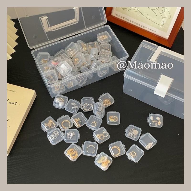 【𝙈𝙖𝙤】透明收納盒 耳環戒指收納 收納盒 飾品小物 透明小方盒 小方盒 透明方盒 小物收納 透明塑膠盒 耳環盒 戒指盒-細節圖5