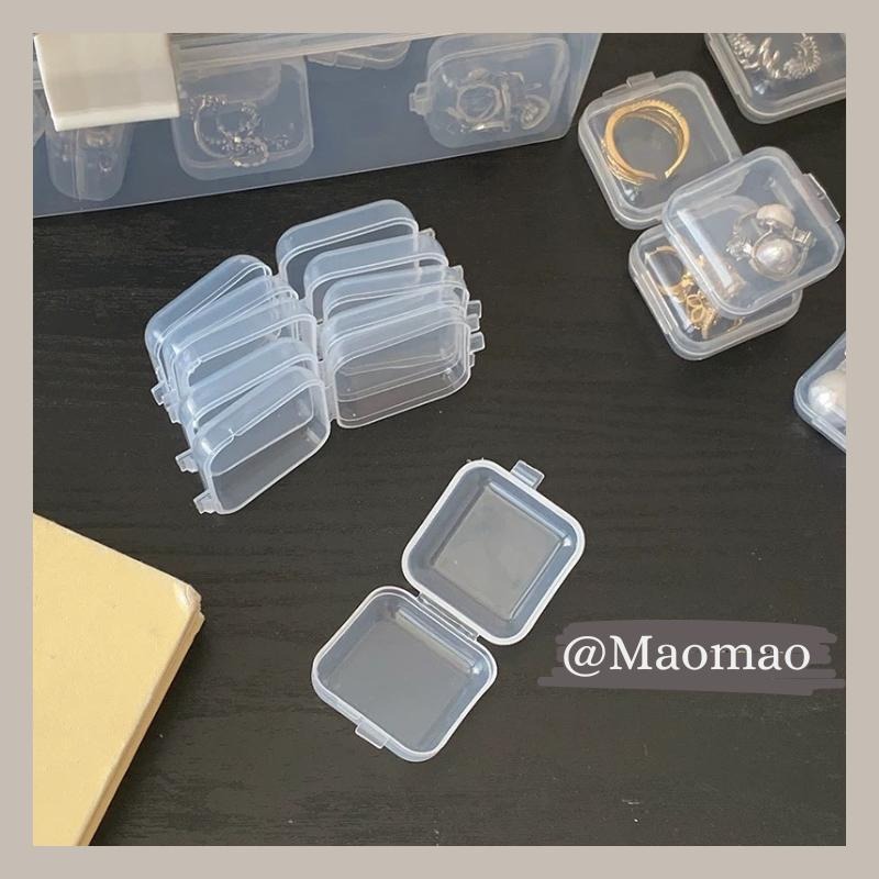 【𝙈𝙖𝙤】透明收納盒 耳環戒指收納 收納盒 飾品小物 透明小方盒 小方盒 透明方盒 小物收納 透明塑膠盒 耳環盒 戒指盒-細節圖7