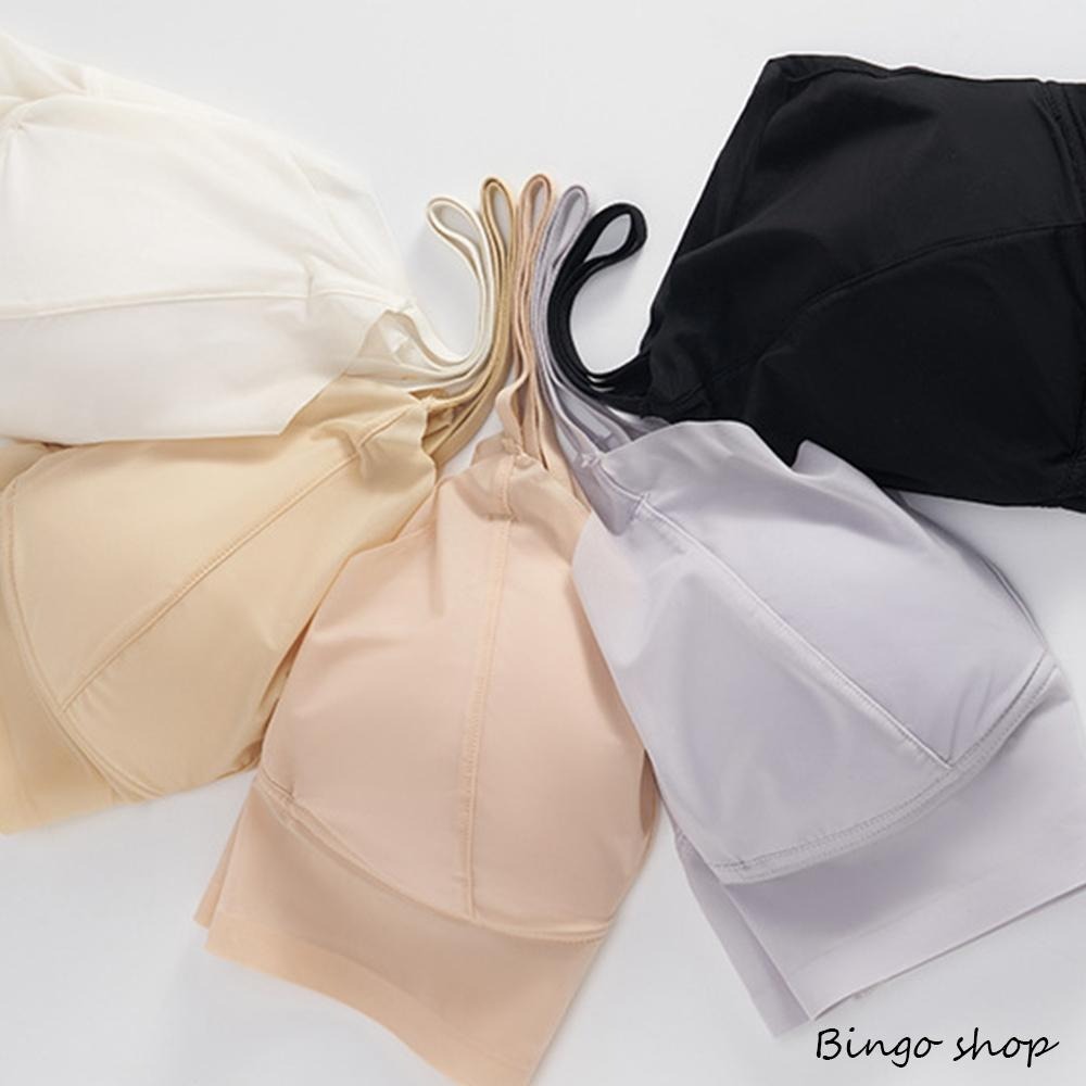 超薄冰絲萊卡 美背交叉兩穿 細肩短版 無痕背心  涼感內衣 法式薄杯內搭 無鋼圈 內衣 bratop-細節圖7