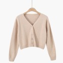💖新色💖短版毛衣修身開襟針織外套 長袖外套 長袖外搭 針織上衣 V領上衣 素色上衣 長袖t恤 毛衣-規格圖9